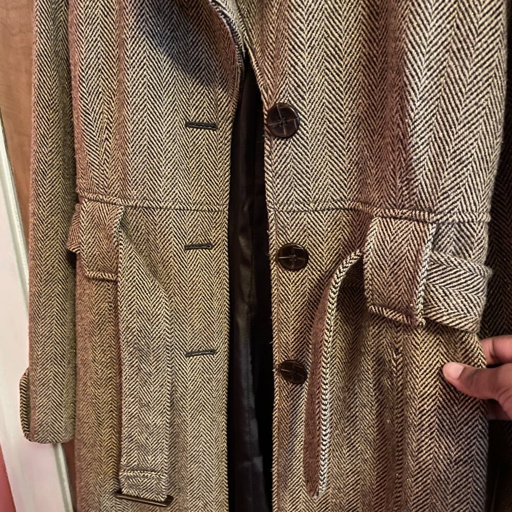 VTG Tailored Flare Fit Herringbone Tweed Wool Blend Coat. Merona, Women's Medium - Picture 4 of 16